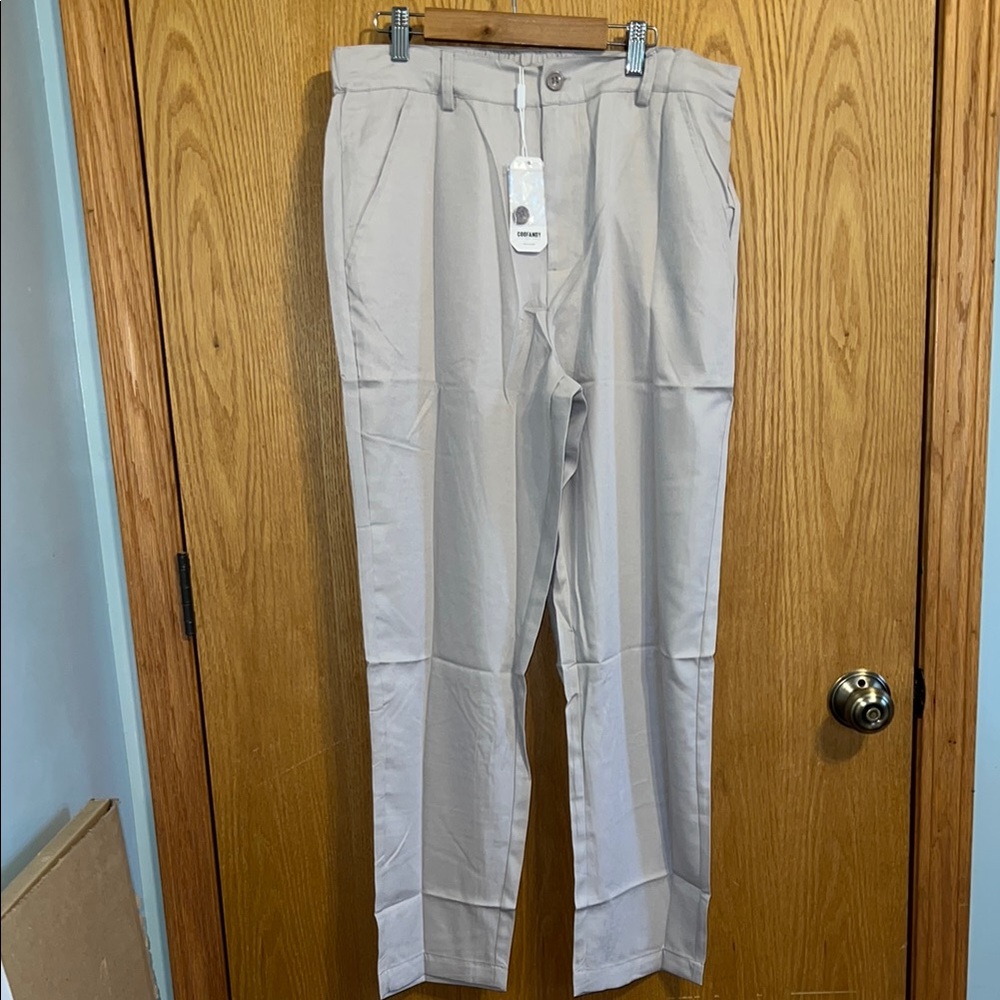 Men's Classic Khaki Slack Pants NEW Size Small Coofandy Simple‎ Style